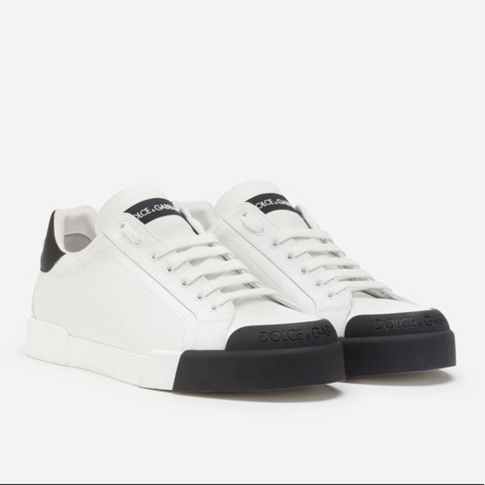 Dolce & Gabbana Calfskin nappa Portofino sneakers with rubber toe
